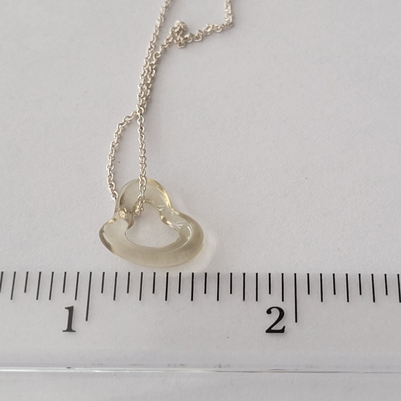 Tiffany & Co. Elsa Peretti gemstone  Open Heart pendant in Rock crystal 16". - Picture 8 of 14